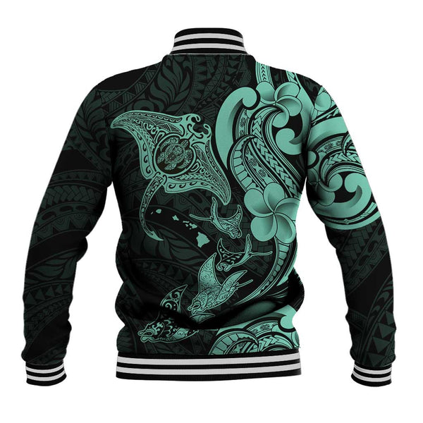 Hawaiian Manta Rays Baseball Jacket Tribal Hibiscus Polynesian Tattoos ...