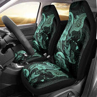 Hawaiian Manta Rays Car Seat Cover Tribal Hibiscus Polynesian Tattoos Turquoise Color - Polynesian Pride