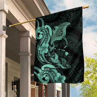 Hawaiian Manta Rays Garden Flag Tribal Hibiscus Polynesian Tattoos Turquoise Color - Polynesian Pride