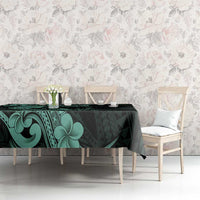 Hawaiian Manta Rays Tablecloth Tribal Hibiscus Polynesian Tattoos Turquoise Color - Polynesian Pride