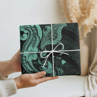 Hawaiian Manta Rays Wrapping Paper Tribal Hibiscus Polynesian Tattoos Turquoise Color - Polynesian Pride