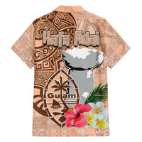 Guam Seal and Latte Stone With Ethnic Tapa Pattern Hawaiian Shirt Peach Fuzz Color LT03 - Polynesian Pride
