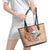 Guam Seal and Latte Stone With Ethnic Tapa Pattern Leather Tote Bag Peach Fuzz Color LT03 - Polynesian Pride