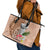 Guam Seal and Latte Stone With Ethnic Tapa Pattern Leather Tote Bag Peach Fuzz Color LT03 - Polynesian Pride