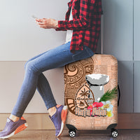 Guam Seal and Latte Stone With Ethnic Tapa Pattern Luggage Cover Peach Fuzz Color LT03 - Polynesian Pride