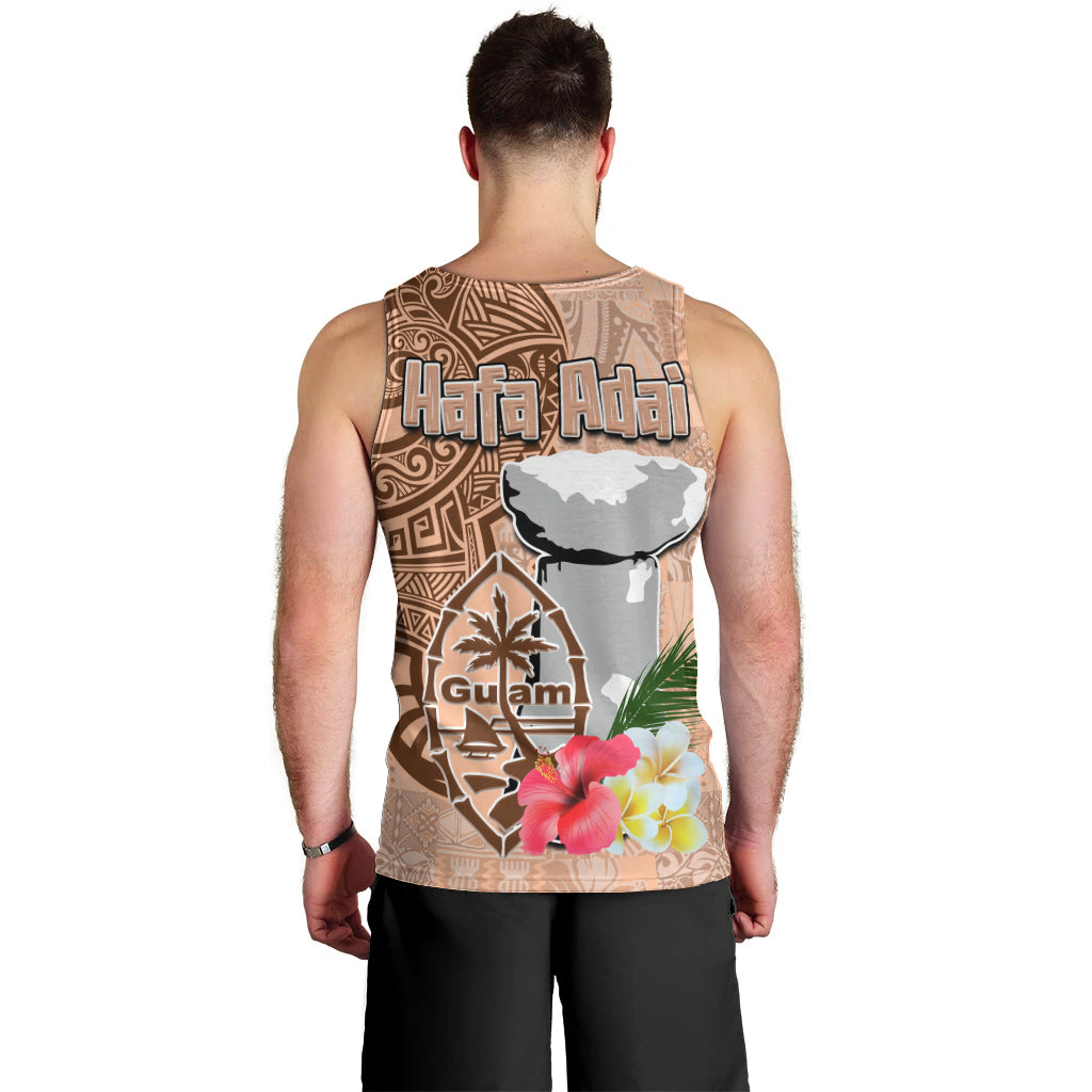 Guam Seal and Latte Stone With Ethnic Tapa Pattern Men Tank Top Peach Fuzz Color LT03 - Polynesian Pride