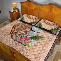 Guam Seal and Latte Stone With Ethnic Tapa Pattern Quilt Bed Set Peach Fuzz Color LT03 - Polynesian Pride