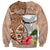 Guam Seal and Latte Stone With Ethnic Tapa Pattern Sweatshirt Peach Fuzz Color LT03 - Polynesian Pride