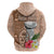 Guam Seal and Latte Stone With Ethnic Tapa Pattern Zip Hoodie Peach Fuzz Color LT03 - Polynesian Pride