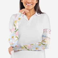 Hawaiian and Japanese Culture Together Arm Sleeves Tribal Motifs with Lei and Japanese Sakura Pattern