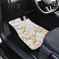 Hawaiian and Japanese Culture Together Car Mats Tribal Motifs with Lei and Japanese Sakura Pattern