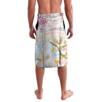 Hawaiian and Japanese Culture Together Lavalava Tribal Motifs with Lei and Japanese Sakura Pattern