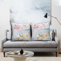 Hawaiian and Japanese Culture Together Pillow Cover Tribal Motifs with Lei and Japanese Sakura Pattern