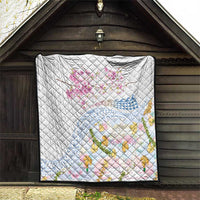 Hawaiian and Japanese Culture Together Quilt Tribal Motifs with Lei and Japanese Sakura Pattern