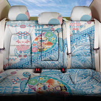 Hawaiian and Japanese Culture Together Back Car Seat Cover Tropical Honu with Japanese Elements Blue Color