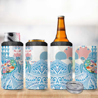 Hawaiian and Japanese Culture Together 4 in 1 Can Cooler Tumbler Tropical Honu with Japanese Elements Blue Color