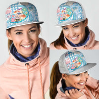 Hawaiian and Japanese Culture Together Mesh Trucker Cap Tropical Honu with Japanese Elements Blue Color LT03 - Polynesian Pride