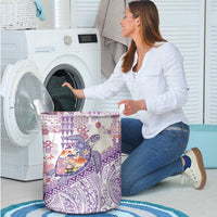 Hawaiian and Japanese Culture Together Laundry Basket Tropical Honu with Japanese Elements Purple Color