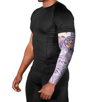 Hawaiian and Japanese Culture Together Arm Sleeves Tropical Honu with Japanese Elements Purple Color