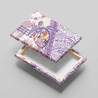 Hawaiian and Japanese Culture Together Canvas Wall Art Tropical Honu with Japanese Elements Purple Color