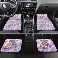 Hawaiian and Japanese Culture Together Car Mats Tropical Honu with Japanese Elements Purple Color