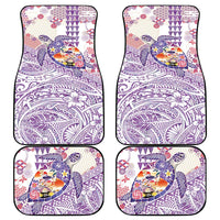 Hawaiian and Japanese Culture Together Car Mats Tropical Honu with Japanese Elements Purple Color