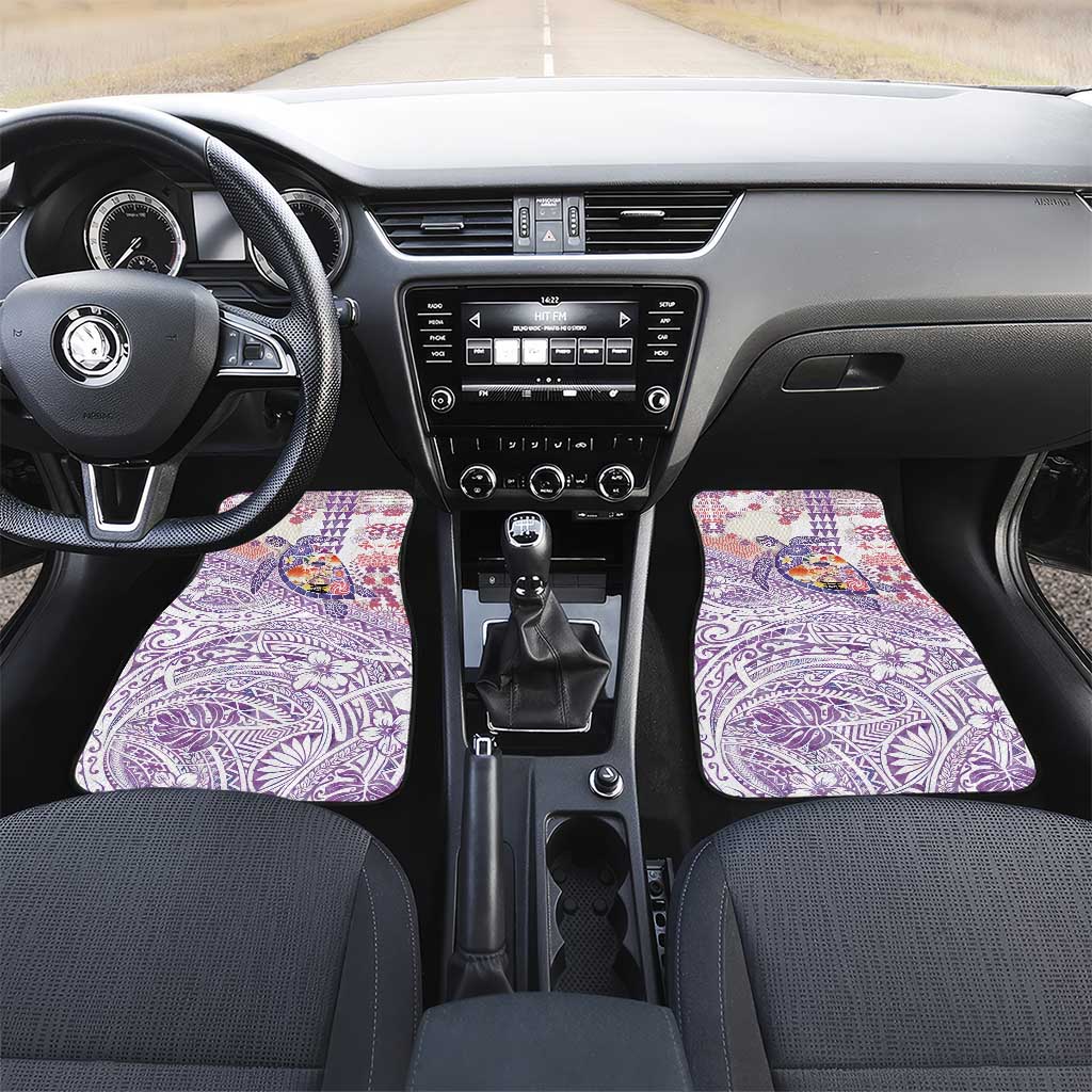 Hawaiian and Japanese Culture Together Car Mats Tropical Honu with Japanese Elements Purple Color