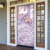 Hawaiian and Japanese Culture Together Door Cover Tropical Honu with Japanese Elements Purple Color