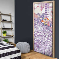 Hawaiian and Japanese Culture Together Door Cover Tropical Honu with Japanese Elements Purple Color