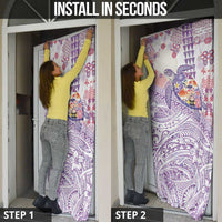 Hawaiian and Japanese Culture Together Door Cover Tropical Honu with Japanese Elements Purple Color