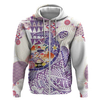 Hawaiian and Japanese Culture Together Hoodie Tropical Honu with Japanese Elements Purple Color LT03 Zip Hoodie Purple - Polynesian Pride