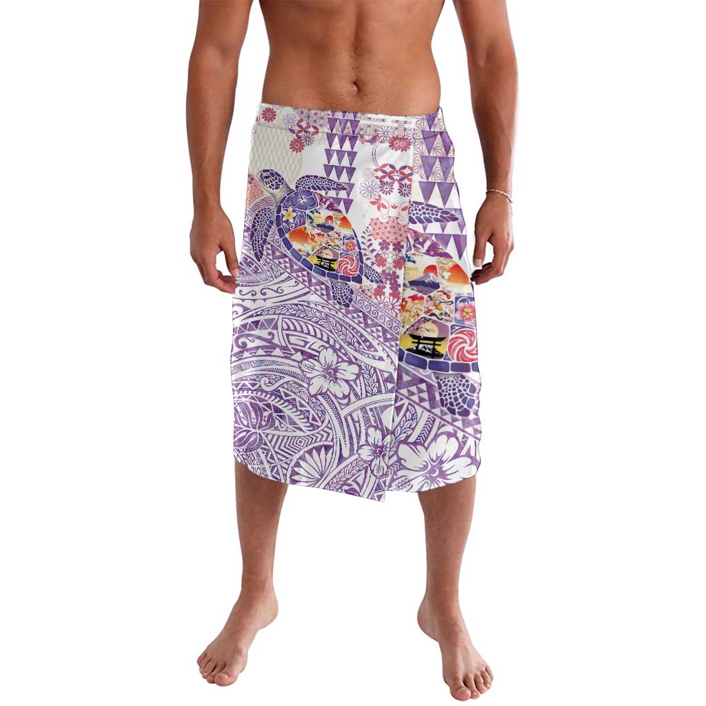 Hawaiian and Japanese Culture Together Lavalava Tropical Honu with Japanese Elements Purple Color