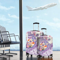 Hawaiian and Japanese Culture Together Luggage Cover Tropical Honu with Japanese Elements Purple Color