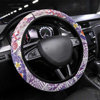 Hawaiian and Japanese Culture Together Steering Wheel Cover Tropical Honu with Japanese Elements Purple Color