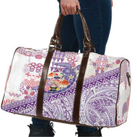 Hawaiian and Japanese Culture Together Travel Bag Tropical Honu with Japanese Elements Purple Color