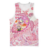 Hawaiian and Japanese Culture Together Basketball Jersey Tropical Honu with Japanese Elements Pink Color