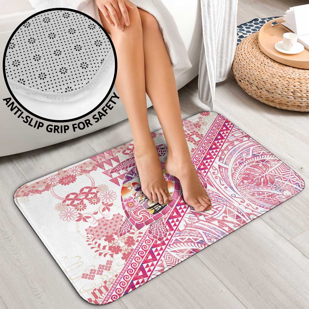 Hawaiian and Japanese Culture Together Bathroom Set Tropical Honu with Japanese Elements Pink Color LT03 - Polynesian Pride