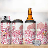 Hawaiian and Japanese Culture Together 4 in 1 Can Cooler Tumbler Tropical Honu with Japanese Elements Pink Color
