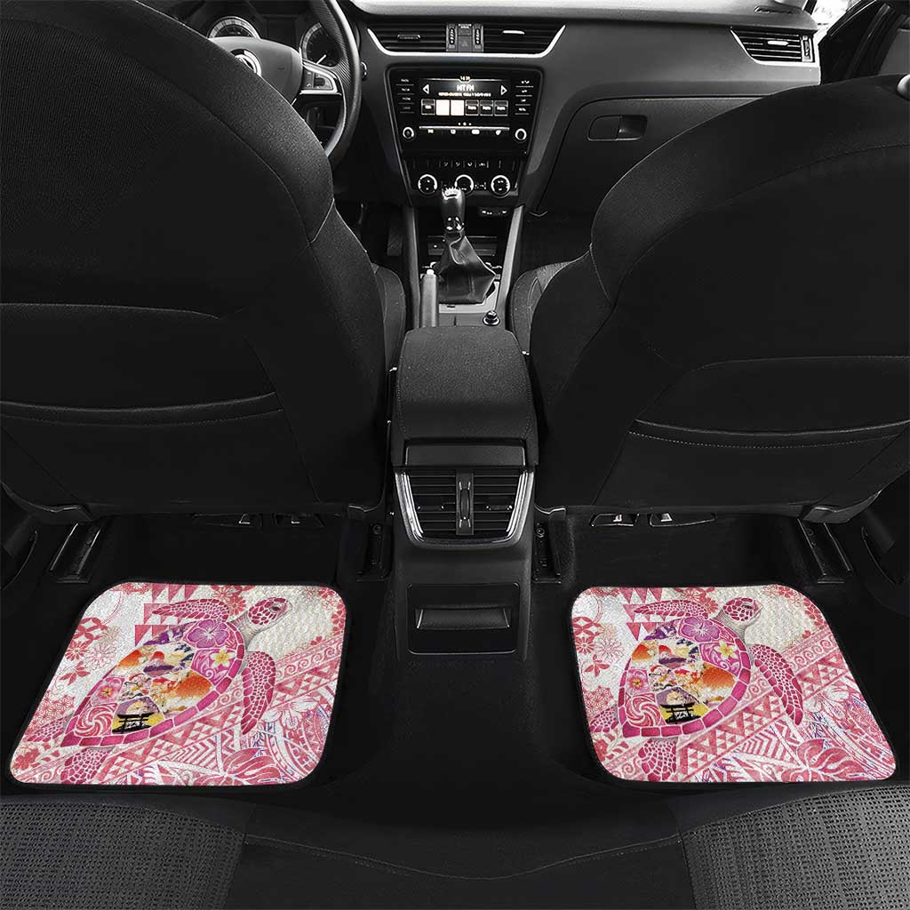 Hawaiian and Japanese Culture Together Car Mats Tropical Honu with Japanese Elements Pink Color