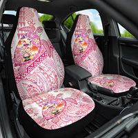 Hawaiian and Japanese Culture Together Car Seat Cover Tropical Honu with Japanese Elements Pink Color