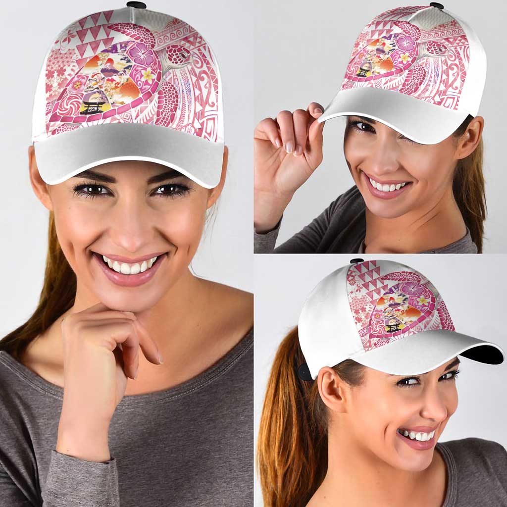 Hawaiian and Japanese Culture Together Classic Cap Tropical Honu with Japanese Elements Pink Color LT03 - Polynesian Pride