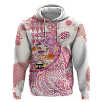 Hawaiian and Japanese Culture Together Hoodie Tropical Honu with Japanese Elements Pink Color