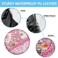 Hawaiian and Japanese Culture Together Spare Tire Cover Tropical Honu with Japanese Elements Pink Color