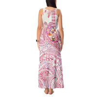 Hawaiian and Japanese Culture Together Tank Maxi Dress Tropical Honu with Japanese Elements Pink Color