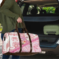 Hawaiian and Japanese Culture Together Travel Bag Tropical Honu with Japanese Elements Pink Color