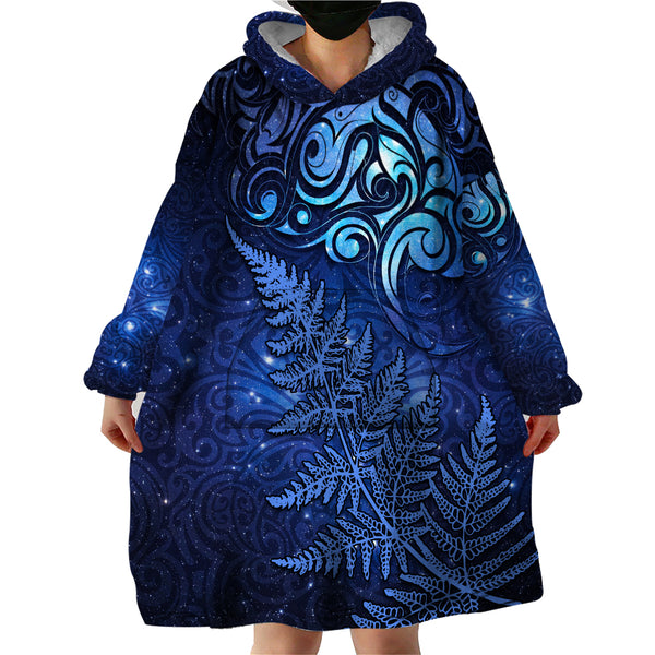 New Zealand Matariki Wearable Blanket Hoodie Maori Pattern and Silver ...