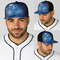 Aotearoa New Zealand New Year Baseball Net Cap Tribal Koru Tattoo Blue Galaxy Maori Silver Fern LT03 - Polynesian Pride