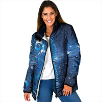 Aotearoa New Zealand New Year Padded Jacket Tribal Koru Tattoo Blue Galaxy Maori Silver Fern LT03 Women Blue - Polynesian Pride