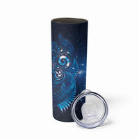 Aotearoa New Zealand New Year Skinny Tumbler Tribal Koru Tattoo Blue Galaxy Maori Silver Fern LT03 - Polynesian Pride