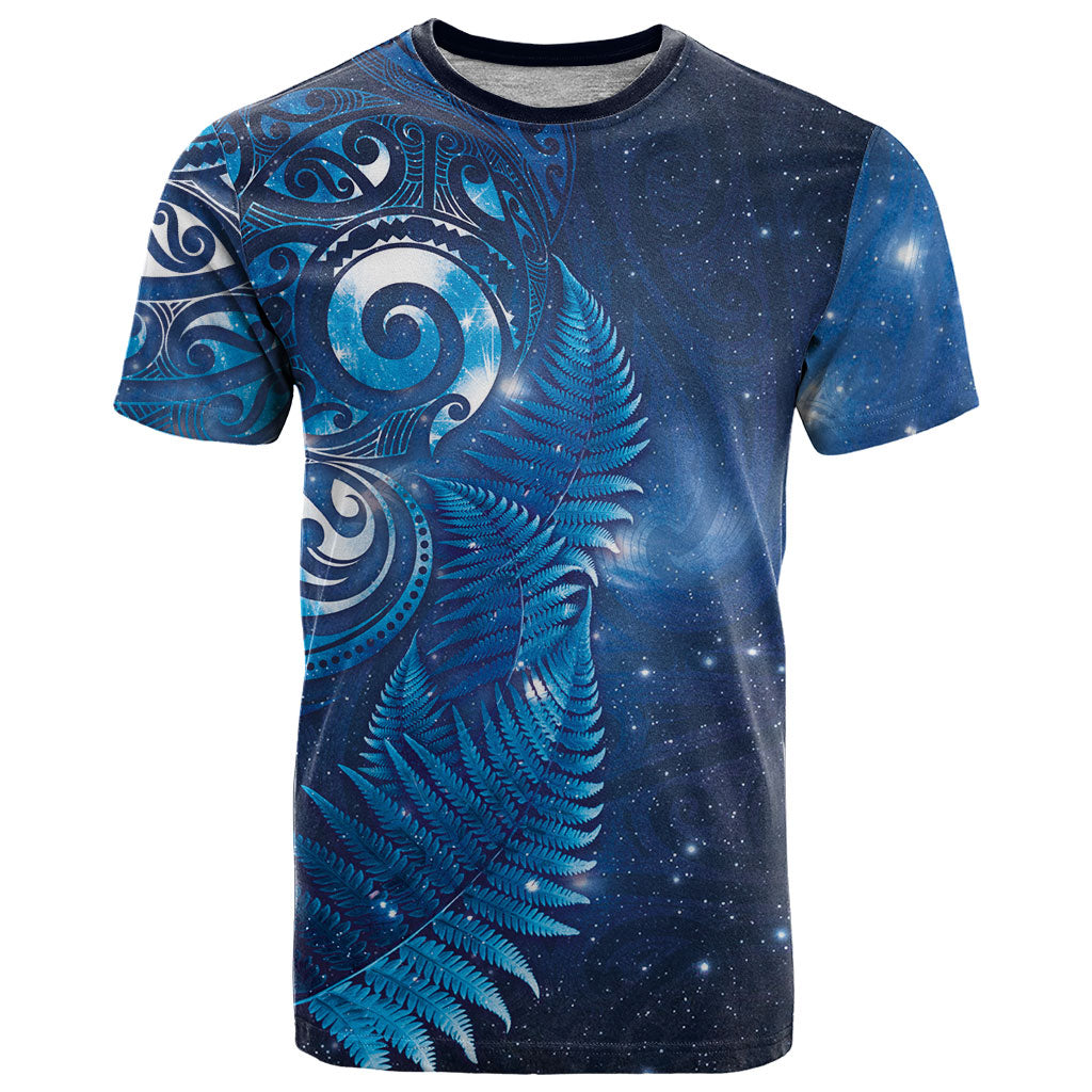 Aotearoa New Zealand New Year T Shirt Tribal Koru Tattoo Blue Galaxy Maori Silver Fern